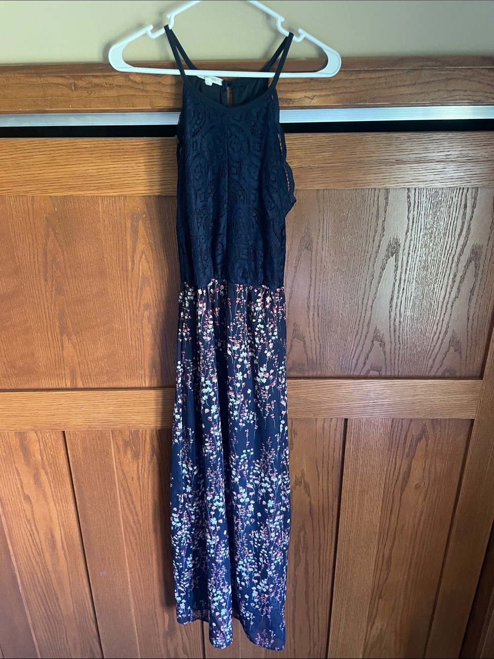 Maurices Black Lace & Floral Maxi Dress